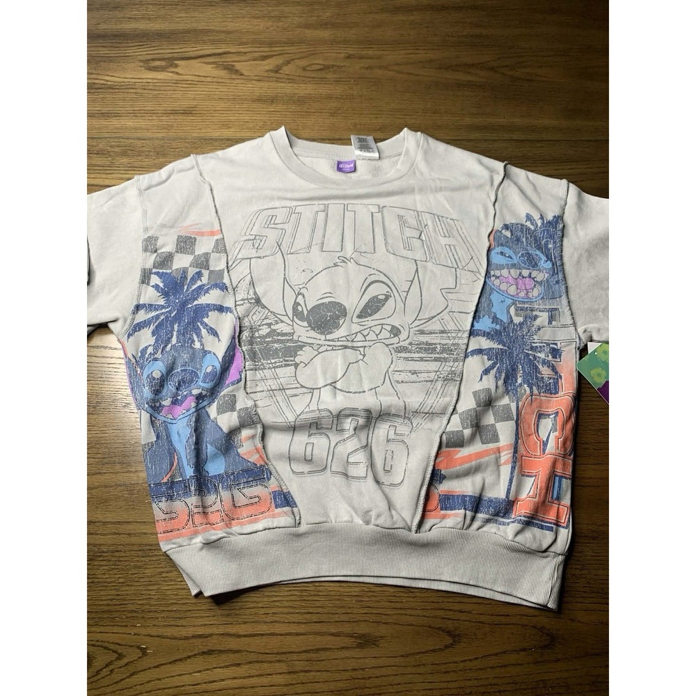 Disney Stitch 626 Graphic Sweatshirt Cool Gray Size S